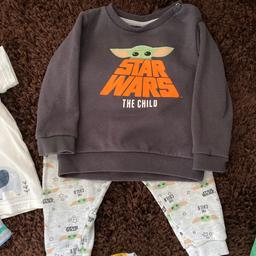 6 jogger bottoms
4 leggings
2 t shirts
1 lion king pj’s
1 Star Wars jumper and joggers
1 sleep suit (1tog)
3 lion king long sleeved tops
All in excellent condition