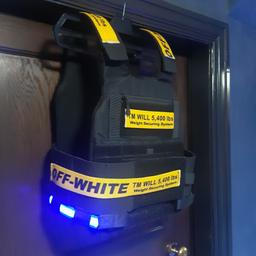 Off white bulletproof tactical vest....one size fits all...absolute mint...built-in usb rechargeable blue led strips...top fashion accessory of 2021
 serious offers only ....