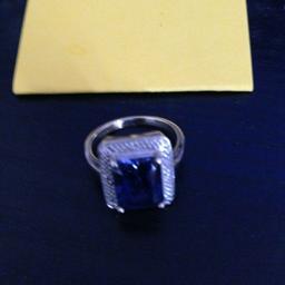 Size M blue stoned DIA (diamond)ring birmingham hallmarked comes in black velvet pouch postage 2nd class recorded delivery.could help to have a light internal clean.postage £4.30 payment by pay pal to antheacharles220@gmail.com please contact me before making any payment thank you Anthea xx    4 grams