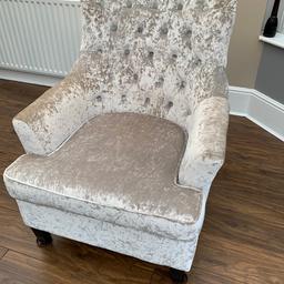 Silver velvet chair in excellent condition