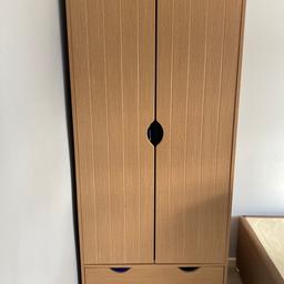 Double wardrobe with 2 drawers 
71”L x 30”W x 20.5”D
Small dent on door see picture
Collection from B79 area