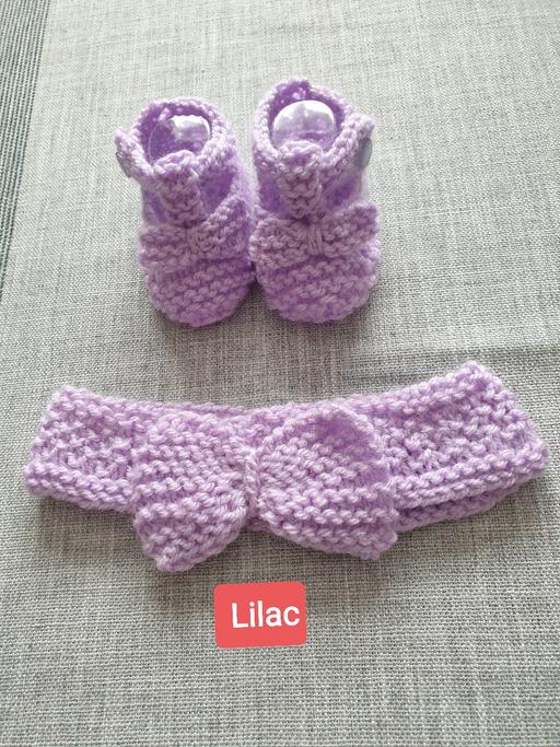 Buy & Sell West Midlands Solihull - Photos for Baby Hand Knit Head Band T bar Shoes lilac