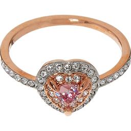 Heart Ring Rose gold-tone Crystal accents Tiered love heart design. Boxed.