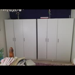i have 3 of these triple ikea wardrobes. has rail and then 2 shelves in the third door. selling for £90 for all three. collection only. will be dismantled.