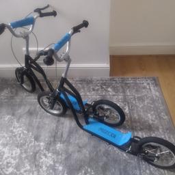 2 x kids Scooters. Need a little TLC (tyres inflating and brakes adjusting) but are otherwise good to go. First come, first served (collection only). Price is £20 for both (not to be sold separately).