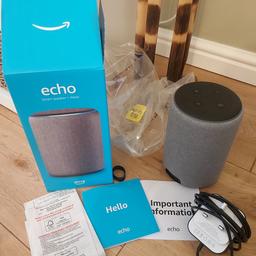 Alexa echo 
was only use a couple of times then put back in the box 
in excellent condition like new
comes with all packaging etc 
cost £60.00.