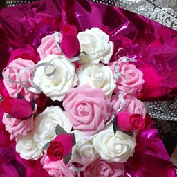 bouquet of foam and wooden roses...lasting alternative to fresh flowers...perfect last minute gift for any occasion...collect hx1