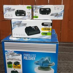 Cordless car polisher only used once included in this package is
1 x Car Polisher 
1 x Battery Charger 
2 x Battery 
no offers