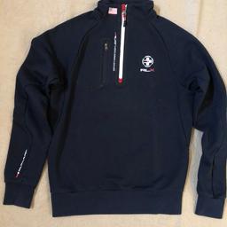 RLX Ralph Lauren Alpine technology jacket
Navy blue cotton blend jersey sport sweatshirt from ralph lauren rlx featuring a funnel neck with an embroidered flag detail, Size Small. In very good condition as I Didn’t wear it much coz it’s too tight for me. Paid 100+ Bargain.