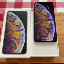iPhone XS Max 64gb in silver unlocked
Pristine condition and fully working
6.5 inch Super Retina HD display
Battery normal peak performance 
With box and charger