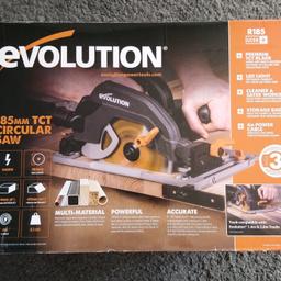 1 × Evolution R185CCSX+ 1600W 110V 185mm Circular Track Saw
brand new in box unopened
What is included:
1 x R185CCSX+ 185mm 110V Circular Track Saw
1 x RAGE® Multi-Purpose Circular Saw Blade 185 x 20mm x 16T
1 x Carry Case
1 x Hex Key
1 x Parallel Edge Guide
1 x Dust Hose Connector
1 x Instruction Manual

£95
must be collected