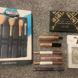 - New Barry M Chisel Cheeks Contour Kit
- New Silicone Blender By Kady
- Revolution Liquid Highlighter
- New 4 piece brush set
- No7 stay perfect shade and define
- Liquid eyeshadow
- x2 Ted Baker metallic shimmer eye crayons
- Milani shadow eyez


All items new or used once/twice/swatched
Collection from Prestwich 
Can be posted