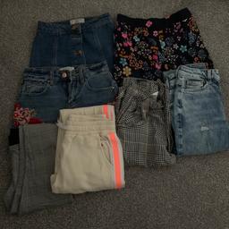 7 items 

2 x shorts (10 - New Look & Matalan)
Mid blue jeans  (10 New Look)
Denim skirt (10 - New Look)
Loose checked pants (10-11 - H&M)
Checked leggings (10-11 - H&M)
Joggers - (10-11 - H&M)

All in great clean condition 

*** No splitting of items.  To sell as the whole bundle ***