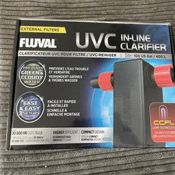 The Fluval In-Line UVC Clarifier can be quickly and easily connected to most canister filter setups. The In-Line UVC Clarifier eliminates suspended bacteria and algae for a clear and healthy aquarium. Fluval CCFL technology attacks cloudy and green water by applying powerful,
