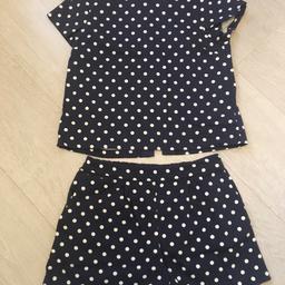Girls navy polka dot shorts and top age 12 from Next