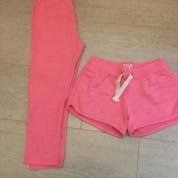Girls pink leggings and shorts age 8-9