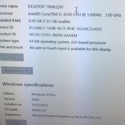 Dell Optiplex 3060 i5
300GB
8GB
HDMI/VGA/DP Output
Onboard LAN

Fully licensed and all firmware updated