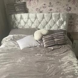 Double bed frame for £50. The headboard is like new. You can see the damaged part in the pictures which can be fixed. NO mattress