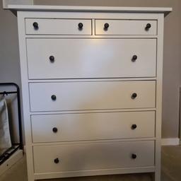 Selling 2 IKEA Hemnes white chest of drawers. We bought these 12 months ago when we moved in to our house, however we are about to carry out work on the house so are selling some items so as to not have to store them. The drawers are in immaculate condition, as only purchased recently.

Will sell individually.

£180 each. £360 for both.
