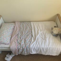 Mothercare nursery furniture. Matching Lulworth Cot bed and drawers/changing station with wardrobe. Pictures show cot and bed. Currently built as bed. With instructions. Buyer to collect