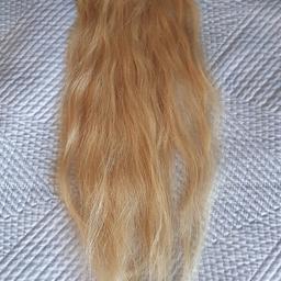 Verkaufe 125 Stück echt Haar Extensions in der Farbe blond, russische Herkunft.
Länge 40-45 cm.