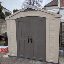 Keter 8x6 plastic shed excellent condition already dismantled with all parts and instructions 
Collection only 
£200ono