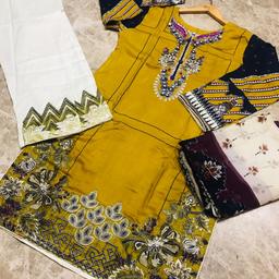 linen stuff embroidered neckline very fine stitching smooth stuff same like pictures patched trouser medium large xl available