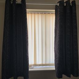 Black lined curtains with shiny silver design size 45” wide x 54” drop