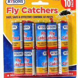 10 x Fly Catchers Insect Sticky Killer Tape Strip Paper Windows Doors Wasp Pest