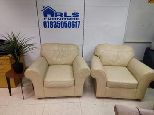 Buy & Sell West Midlands Dudley - Photos for M&S PAIR OF CREAM REAL LEATHER ARMCHAIRS