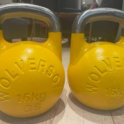 Hardly used. These are like brand new.
This is a chance for someone to grab these gym quality kettlebells that are always sold out online. You can check now on wolverson website.

I bought these for lockdown as they are exactly the same as I used at third space gym. I’m moving house and have used them maybe twice so it’s time to find them a new home.
Grab a bargain! You won’t be sorry. Purchased for over £160 for the pair.