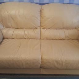 Leather sofa and arm chair with foot stool.
All in good condition, no tears or damage to any of it. 
Cream in colour. 
Originally from Dreams furniture store.
Real Leather.
Will come up lovely with a good clean and leather polish.
Unfortunately the pictures do not give it much credit but it is in good condition. 
Welcome to view first.
I need it moved as soon as possible so open to first person to come and collect quickly.
Unable to deliver so,
Collection Only
Collection is from
SE20 7AH PENGE