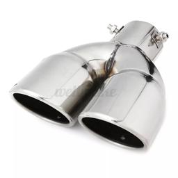 Universal Car chrome double exhaust tip. Fits over the end of your existing exhaust which must be 62mm in diameter or less then the three bolts clamp it to your existing exhaust. Condition is "New", never been fitted or used. Collection from EN8 7EL or posted at buyers expense.