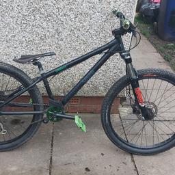 decent condition has a few marks from use but overall ok tekro hydraulic disc brakes front marzocchi dirt jumper 3s 26inch 24seven wheels wingbars sram x6 gearing very strong jump bike
