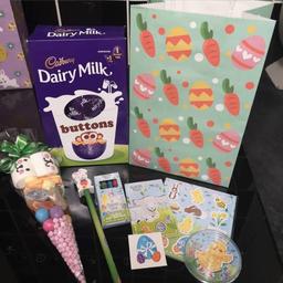 Easter Gift Bag

1 Egg
1 Sweet Cone
1 Note Book
1 Pencil and Topper
1 Tattoo
1 Pack of Crayons
1 Sheet of Stickers
1 Mini Game