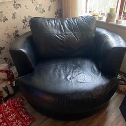 Collection only. Lovely leather sofa and matching swivel chair, only reason for sale is a new purchase. Good condition no major marks so still looks good. Quick sale hence the price needs to be gone by the weekend