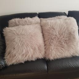 Hardly used large faux fur, light grey/ white cushions. Bought for £80 selling for £10, collection  only