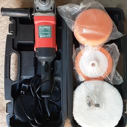 It has only been used once comes with two sponge pads ( new ) and one polishing pad  also has a pair of Brushes for the electric motor and its own carry case. asking £35 No offers in new condition all info  on second photo. Collection only