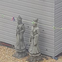 2 Japanese reconstituted stone figures(not cheap concrete)with plinths..aprx 4ft high...cost 300.00 as new excellent condition...120.00 the pair...very heavy...collection only...2 person lift