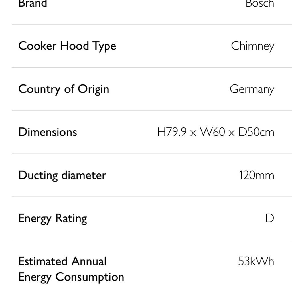 Bosh DWP64BC50B Pyramid Chimney Cooker Hood in SW19 London for £99.00