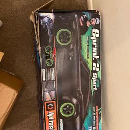 Hpi RTR racing comes with the original ties and drift wheels and a blue set of drift wheels and has original shell which is the one with the most use on it which is a 1969 mustang and the other one is a Nissan and it will come with 4 batteries and charger brand new it’s is £240 and only has one battery and one shell