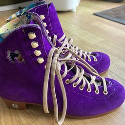 Moxi Lolly Rollerskating Boots (boot only, no plates or wheels)  - Taffy (purple). Brand new - never mounted. Gorgeous boots but they’re a bit narrow for me unfortunately. 

Moxi size 7 - approximately equates to a uk size 5.5-6 but please check the Moxi size chart online. 

£150
