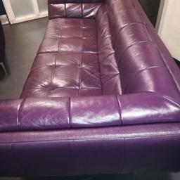 Beautiful real leather sofa and a Chair Purple colour.