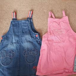 2 adorable Minnie mouse denim dungaree dresses size 3-4years
