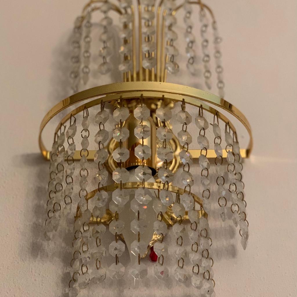 Lampada da parete placcata d'oro in cristalli di Murano anni 90.
