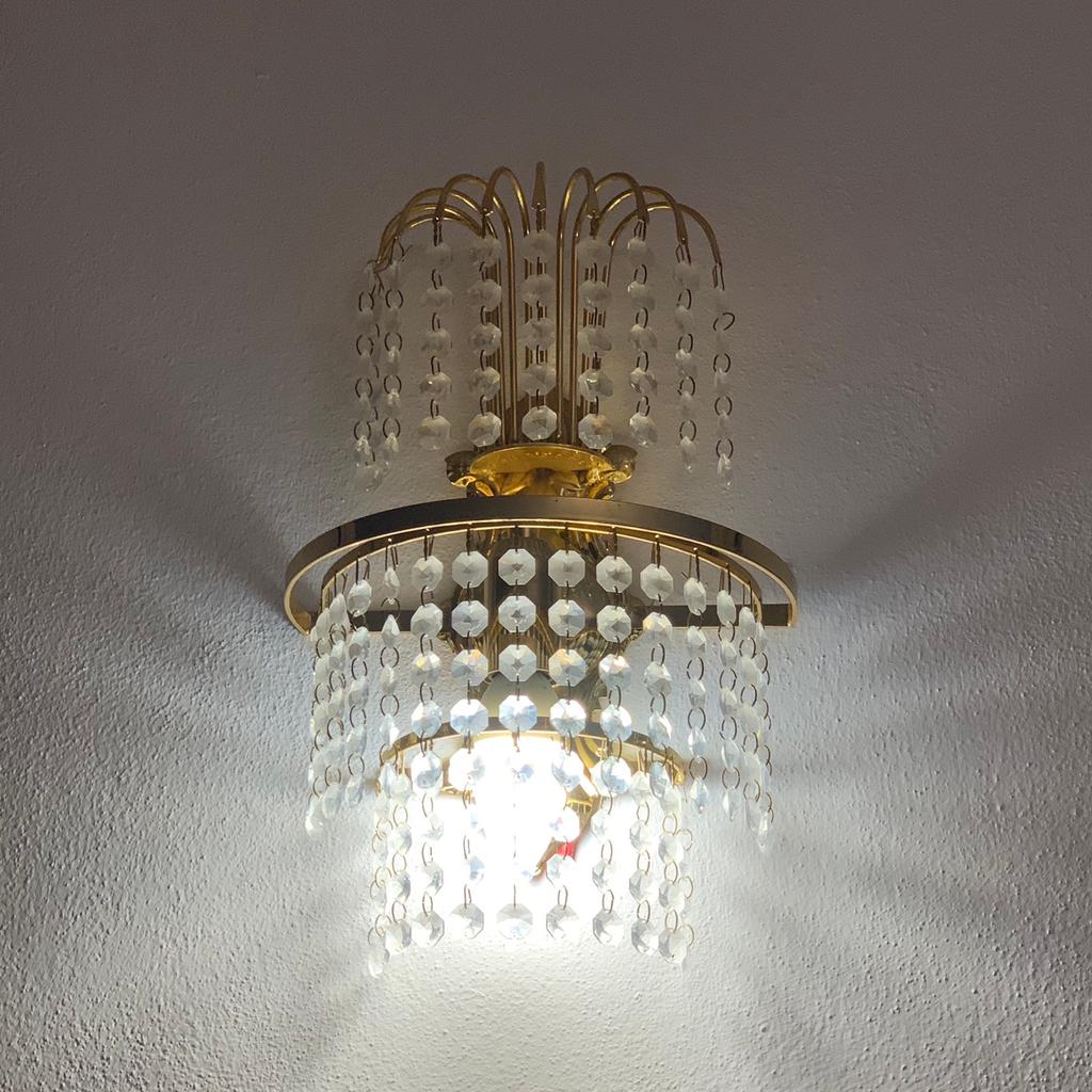 Lampada da parete placcata d'oro in cristalli di Murano anni 90.