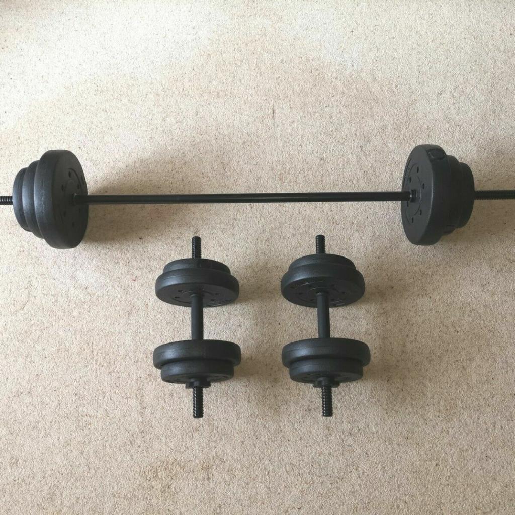 Opti Vinyl barbell and dumbell set 35kg in HA8 London f r 60