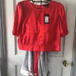 New Look Cropped Blouse with puff shoulders and tie back 
Gorgeous detailing, lovely top. 
Brand new with tags on. 
Size 18 women’s.