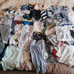 Massive baby boy 3-6 months clothes bundle.
Loads of short sleeve and long sleeved vests, Sleepsuits, Bottoms, tops, jumpers / jackets, hats, bibs, socks etc 
Absolute bargain, priced for a quick sale due to house move.
Collection from Selly Oak B29