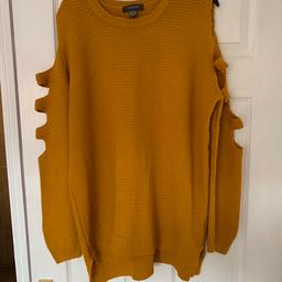 Women’s mustard jumper with cut out sleeves 
Size L 14/16 
Excellent condition